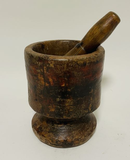Antique Wooden Pestle and Mortar