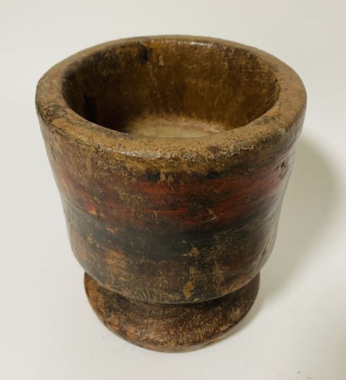fig 1. Antique Wooden Pestle and Mortar