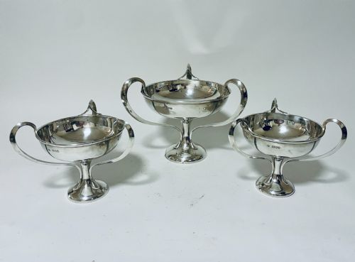 fig 1. Set of 3 Art Nouveau Silver Centrepiece Bowls