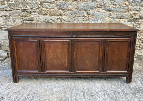 Large 18th Century Four Panel Oak Coffer