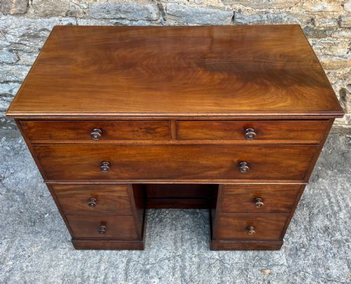 fig 1. Victorian Mahogany Naval Two Part Kneehole Captains Desk