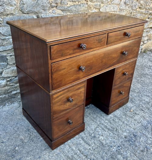 fig 3. Victorian Mahogany Naval Two Part Kneehole Captains Desk