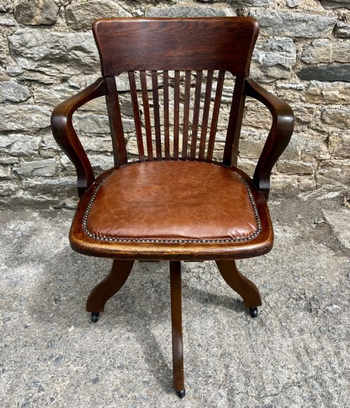 Antique Oak Swivel Desk Chair
