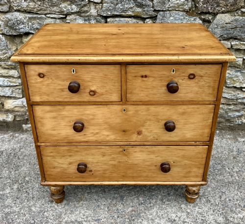 Small Antique Stripped Pine Chest of Drawers