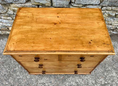fig 1. Small Antique Stripped Pine Chest of Drawers