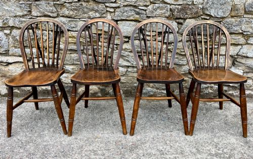 fig 1. Set of 4 Antique Elm Kitchen Chairs
