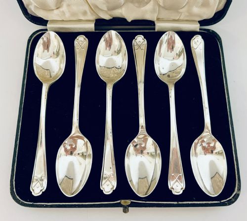 fig 2. Set of 6 Antique Silver Golf Spoons