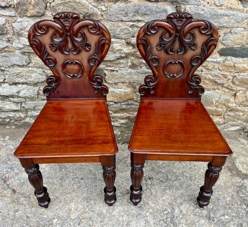 fig 1. Pair of Victorian Mahogany Hall Chairs