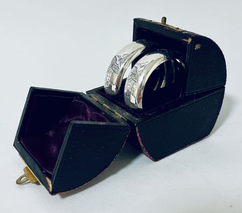 Pair of Victorian Silver Napkin Rings in Box