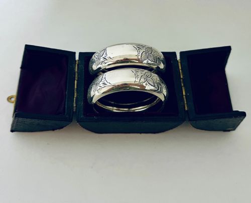 fig 2. Pair of Victorian Silver Napkin Rings in Box