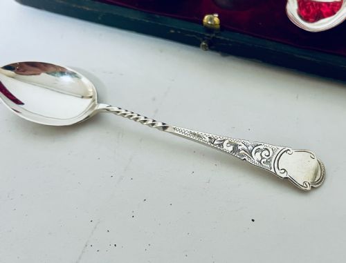 fig 3. Set of 6 Antique Silver Teaspoons & Sugar Tongs