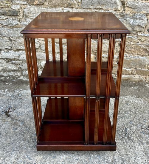 Edwardian Mahogany Inlaid Revolving Bookcase