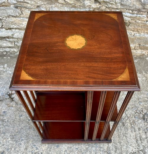 fig 1. Edwardian Mahogany Inlaid Revolving Bookcase
