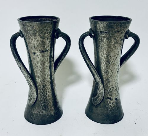 Pair of Liberty & Co Arts and Crafts Pewter Vases