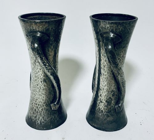 fig 2. Pair of Liberty & Co Arts and Crafts Pewter Vases