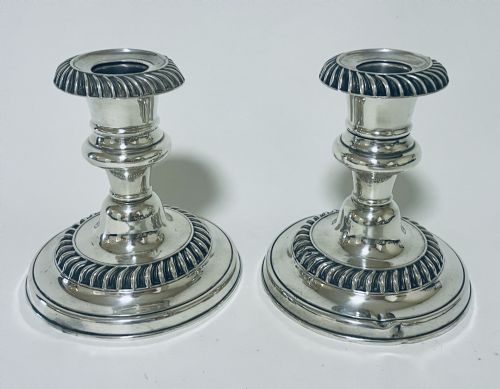 fig 2. Pair of Antique Silver Desk Candlesticks