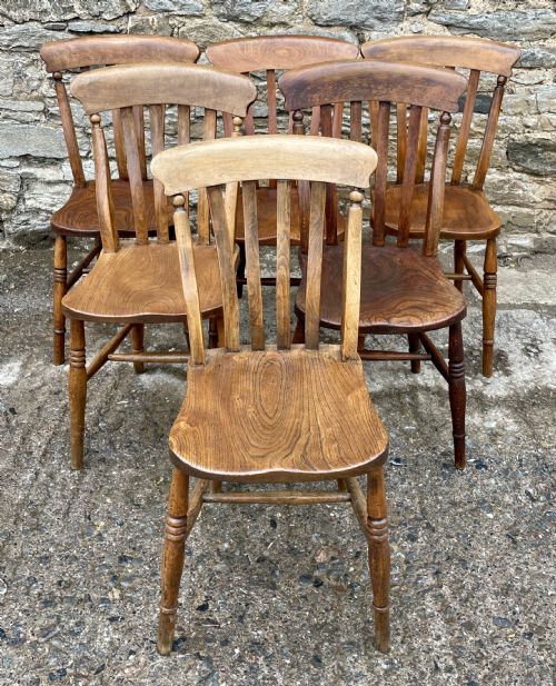 Set of 6 Victorian Lathe Back Country Chairs