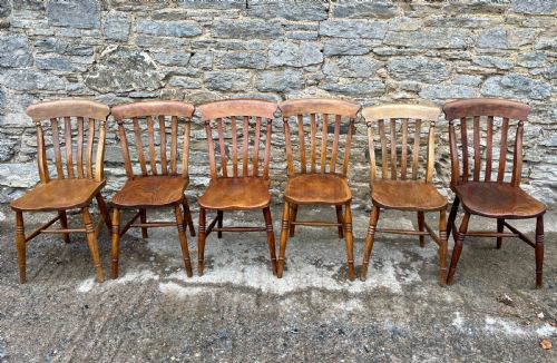 fig 1. Set of 6 Victorian Lathe Back Country Chairs