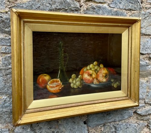 Victorian Oil on Canvas Still Life of Fruit