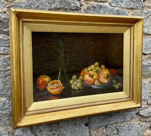 fig 1. Victorian Oil on Canvas Still Life of Fruit