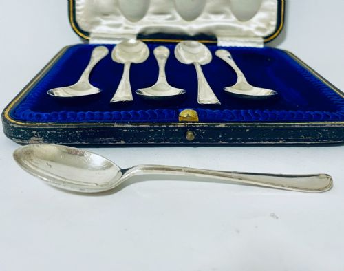 fig 2. Set of 6 Antique Silver Teaspoons in Box