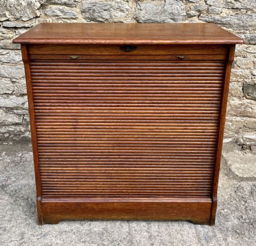 Antique Oak Tambour Filing Cabinet