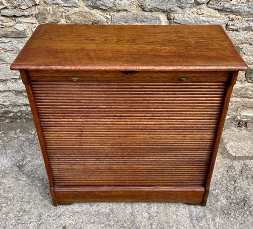 fig 1. Antique Oak Tambour Filing Cabinet