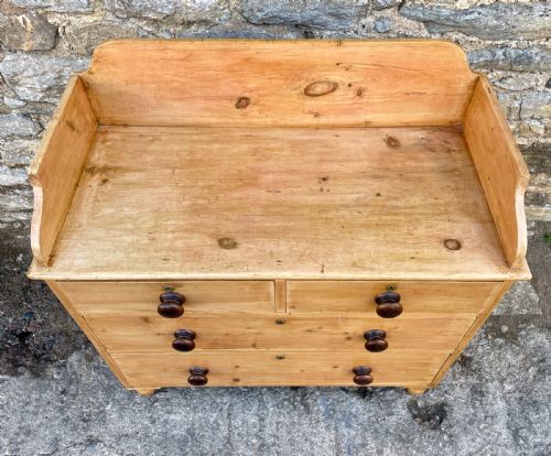 fig 1. Antique Stripped Pine Chest of Drawers with Gallery
