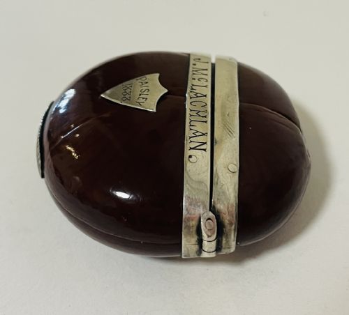 fig 1. Antique Silver Mounted Nut Vesta Case
