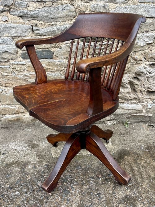 fig 2. Antique Oak Swivel and Tilt Desk Chair