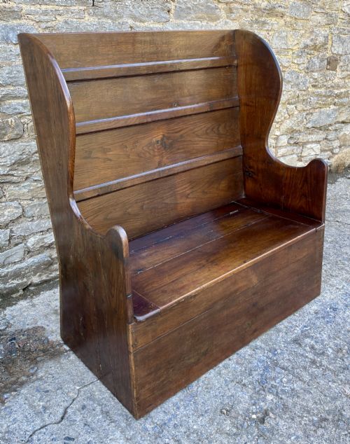 fig 1. Antique Oak Box Settle