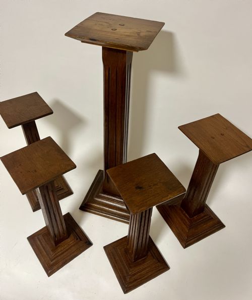 fig 1. Set of 5 Art Deco Oak Shop Display Stands