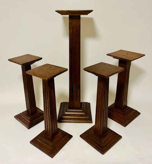 Set of 5 Art Deco Oak Shop Display Stands