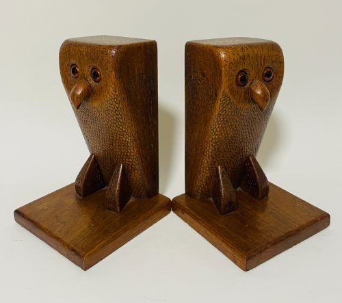 Pair of Oak Owl Bookends