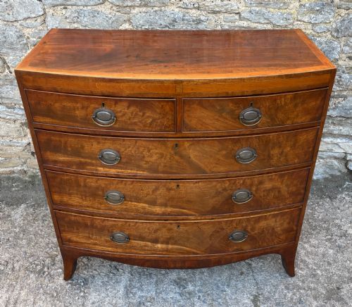 fig 1. Regency Mahogany Bow Front Chest of Drawers