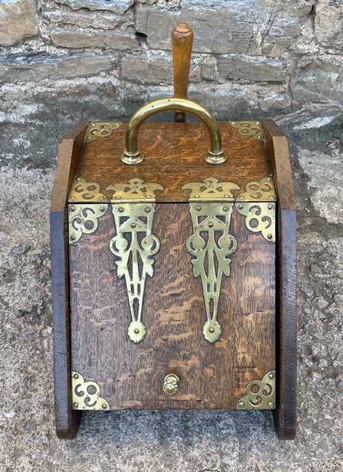 fig 1. Edwardian Oak Coal Scuttle