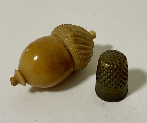 Antique Carved Acorn Thimble Holder