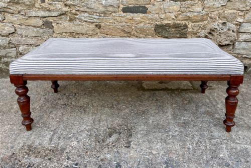 Large Victorian Mahogany Upholstered Stool