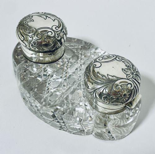 fig 1. Victorian Silver Topped Inkwells