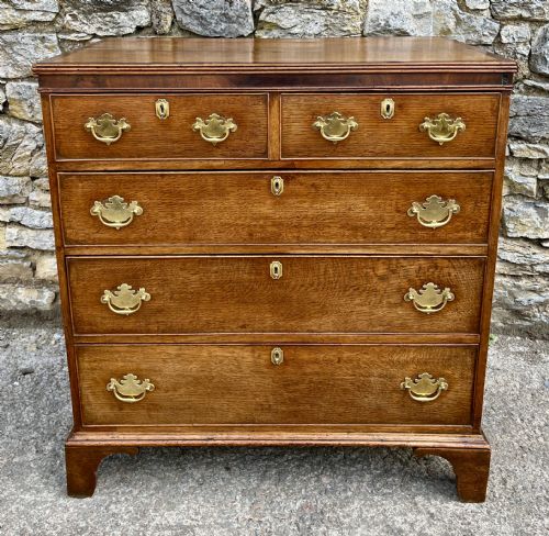 fig 1. Georgian Oak Crossbanded Chest of Drawers