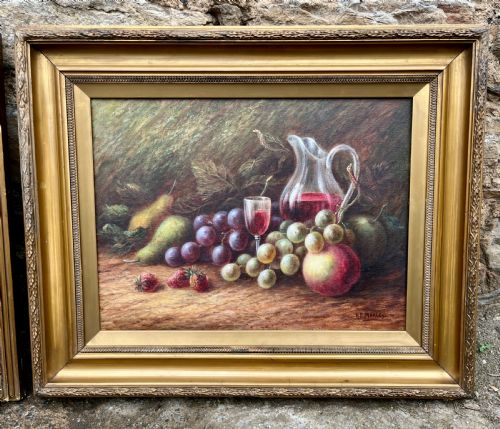 fig 1. Pair of Still Life Oil on Canvas Paintings Signed F.H. Morley