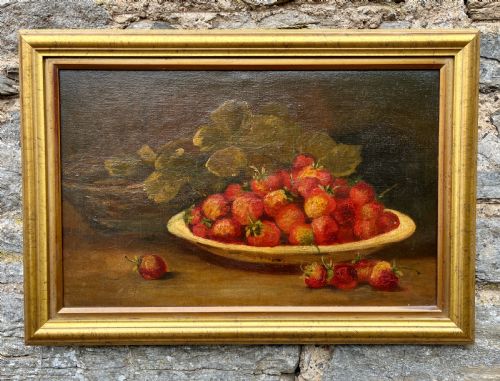 Oil Painting Still Life of Strawberries