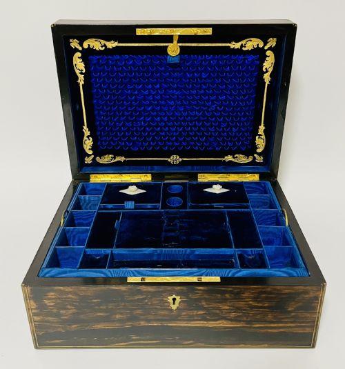 Victorian Coromandel Sewing Box by Parkins & Gotto
