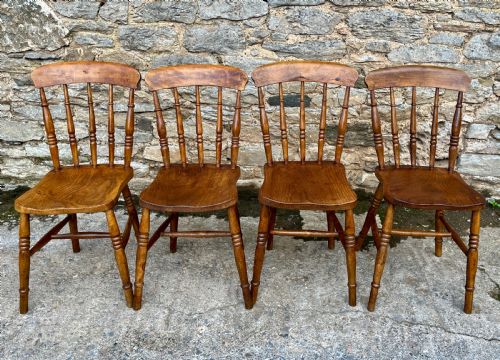 fig 1. Set of 4 Antique Elm Kitchen Chairs