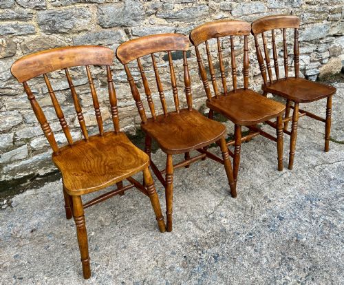 fig 2. Set of 4 Antique Elm Kitchen Chairs