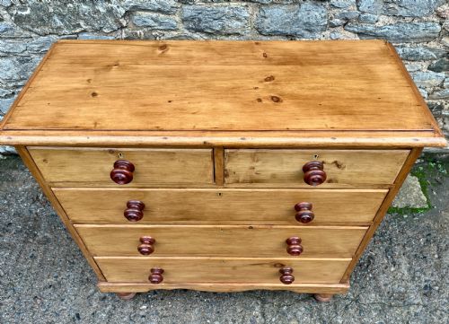 fig 1. Large Antique Stripped Pine Chest of Drawers