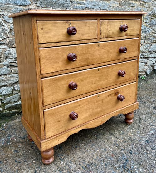 fig 2. Large Antique Stripped Pine Chest of Drawers