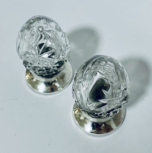 fig 1. Silver Mounted Glass Salt and Pepper Shakers
