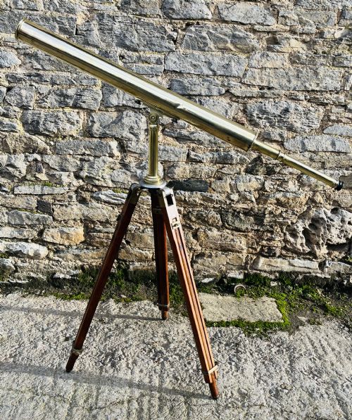 Antique Brass Library Telescope by Broadhurst Clarkson & Co