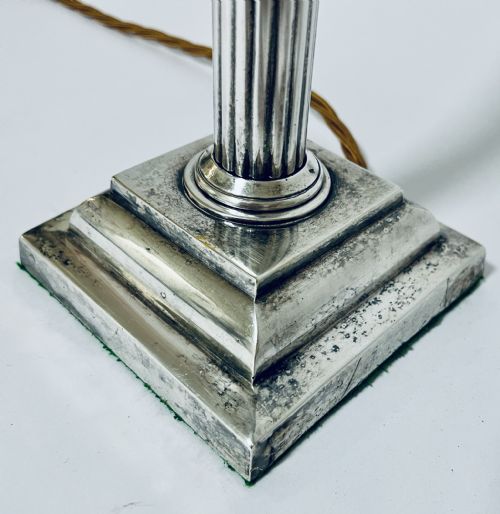 fig 1. Antique Silver Plated Corinthian Column Table Lamp